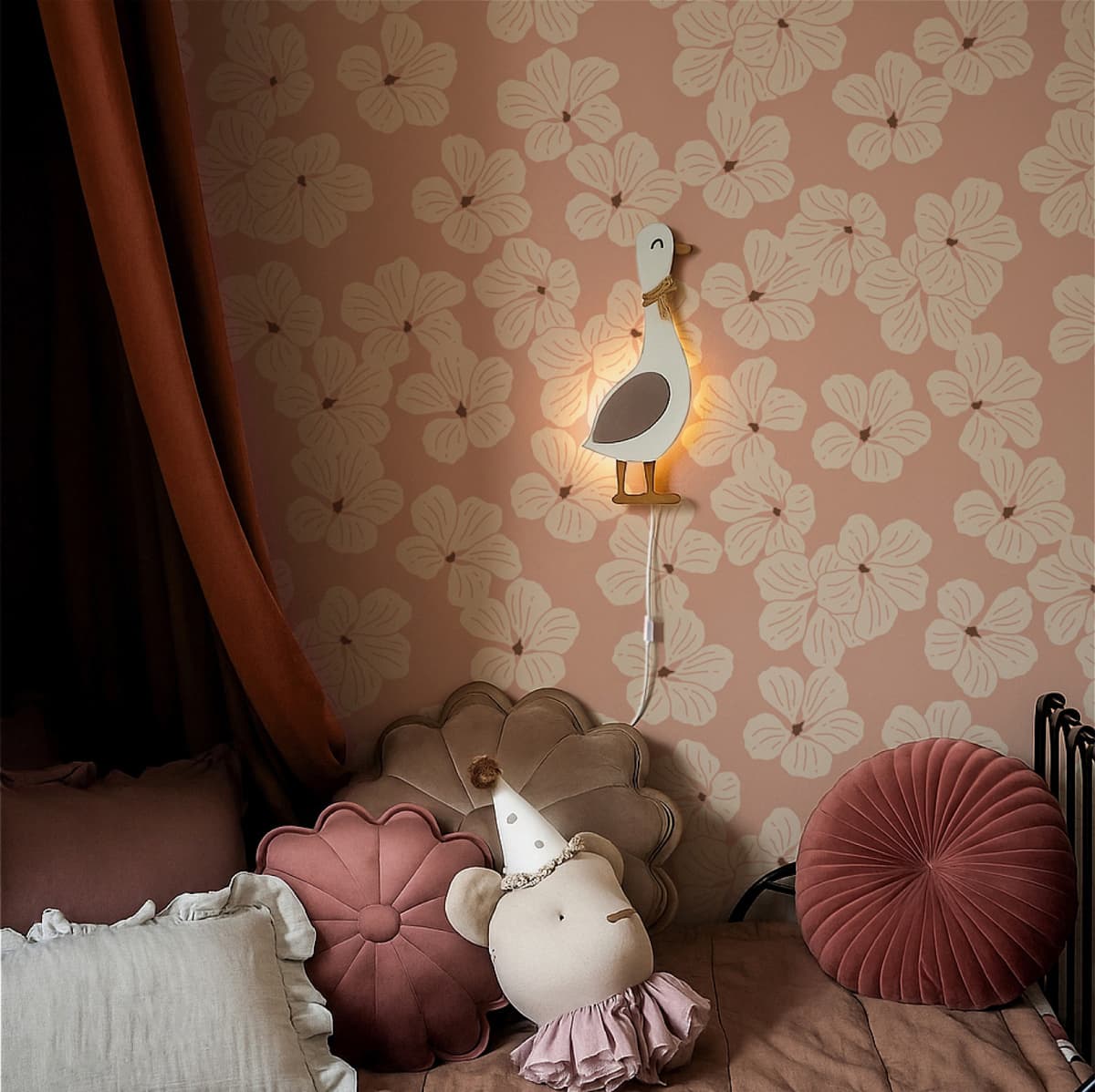 Floral flowers wallpaper for the children's room