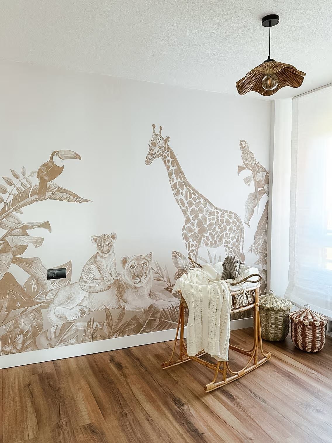 Viewing children's room wallpaper with a wallpaper sample